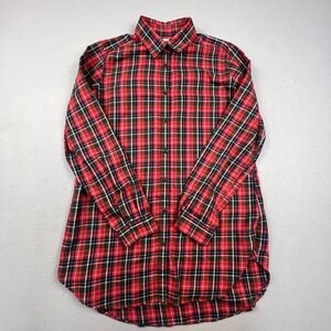 Uniqlo Plaid Button Down Shirt Womens Medium Red Green Flannel Style Casual